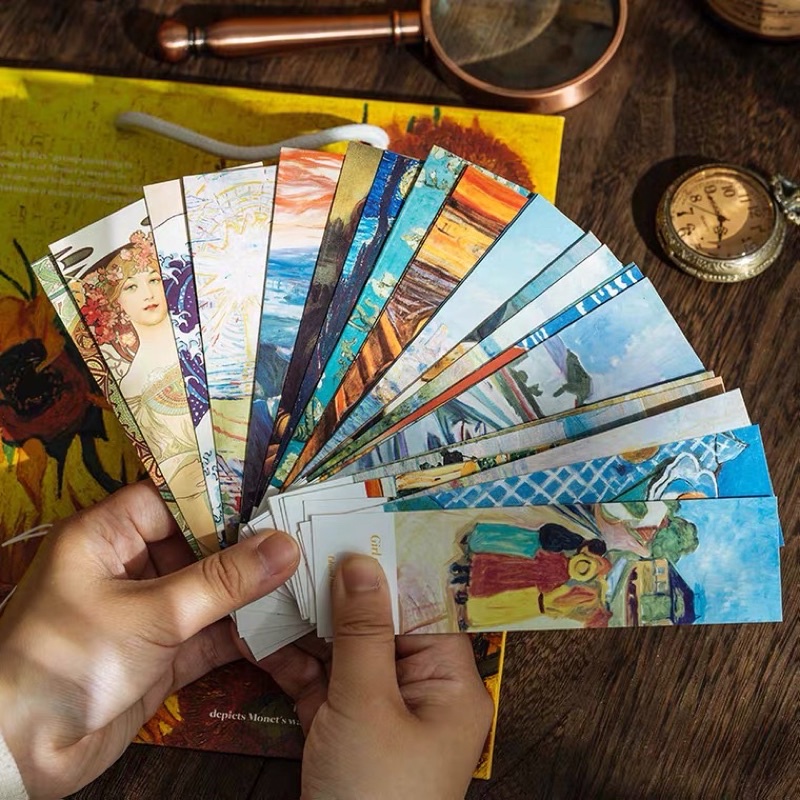 Bookmark Thẻ Đánh Dấu Sách Vở Tranh Nghệ Thuật Van Gogh, Monet Vintage Trang Trí Sổ Bullet Journal