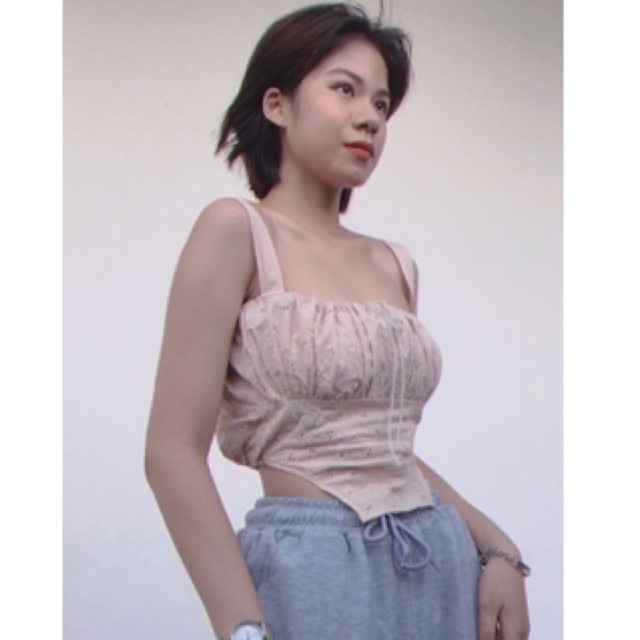 Áo hai dây, áo kiểu cho nữ vải thêu hoa, phong cách lolita vừa ngọt vừa sexy gợi cảm LuKush