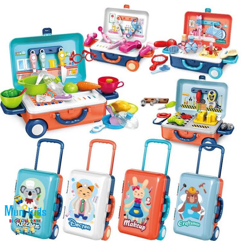 Đồ Chơi Bác Sĩ, Trang Điểm, Nấu Ăn, Sửa Chữa - Bộ Đồ Chơi Vali Xách Tay Cho Bé - Mun Kids