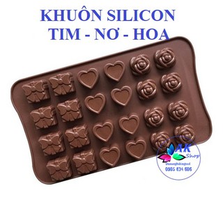 KHUÔN SILLICON 24 NƠ TIM HOA ( 2501.101)