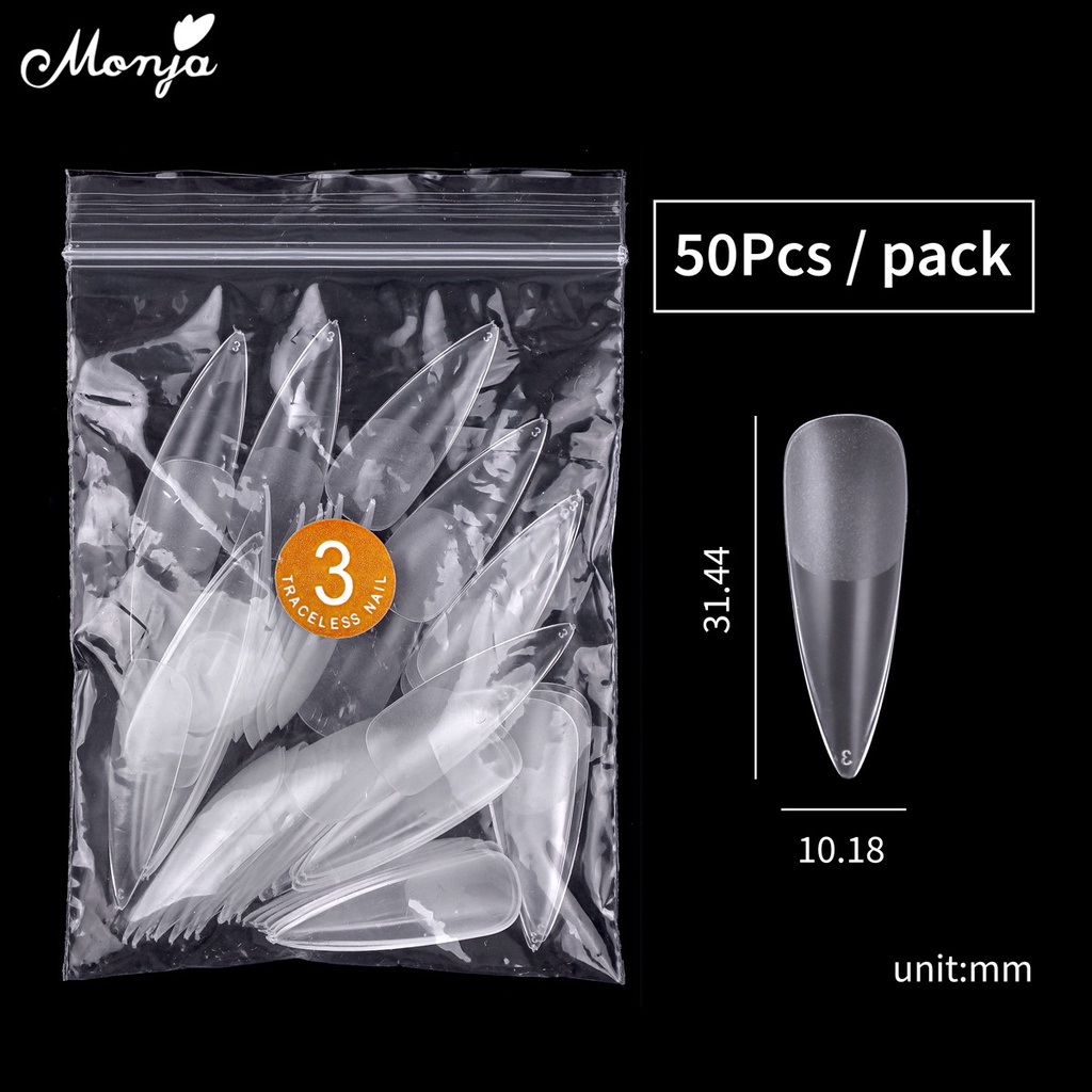 Set 50 móng tay giả MONJA acrylic lì gel UV phong cách thời trang dành cho làm móng tay nghệ thuật