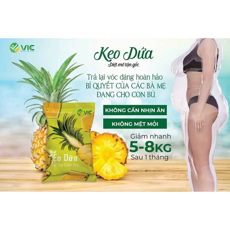 Kẹo dứa Plus Giảm Cân Tan Mỡ Ngọt Ngào Vic Organic