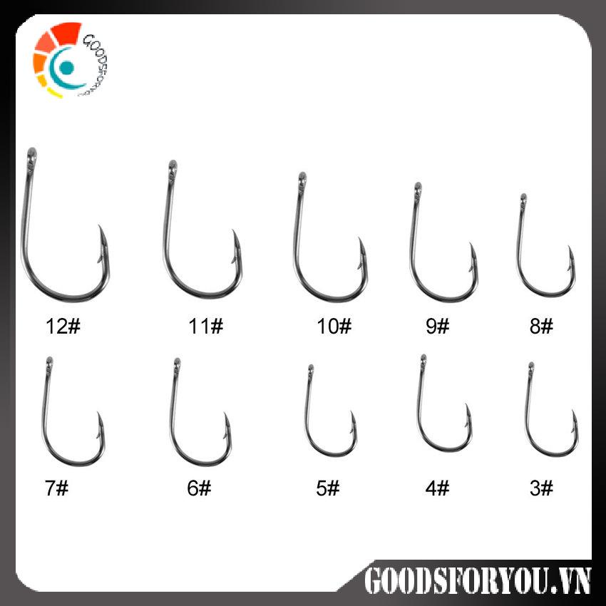 100 Móc câu cá 10 size 3# - 12# màu bạc/đen kèm hộp đựng