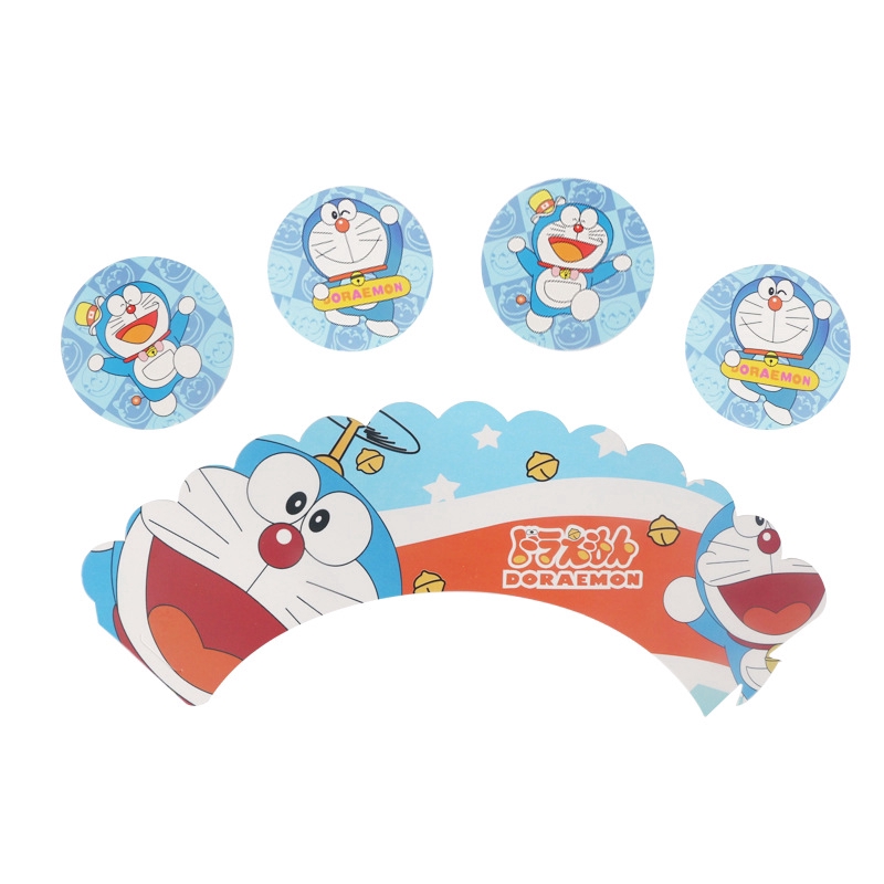 Set 24 đế lót ly hoạ tiết hoạt hình doraemon dành cho tiệc sinh nhật bé