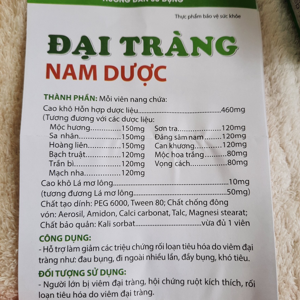 Đại tràng nam dược, giảm viêm đại tràng, táo bón, chướng bụng, đầy hơi