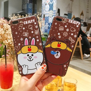 Ốp silicon in nổi Cony Brown nền nâu cho IPhone