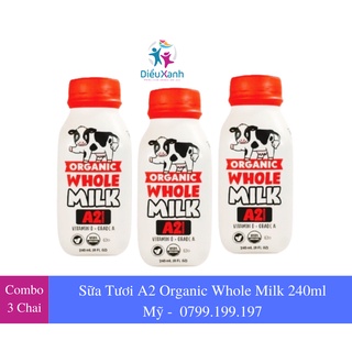 Sữa tươi a2 organic whole milk 240ml - sữa tươi hữu cơ mỹ
