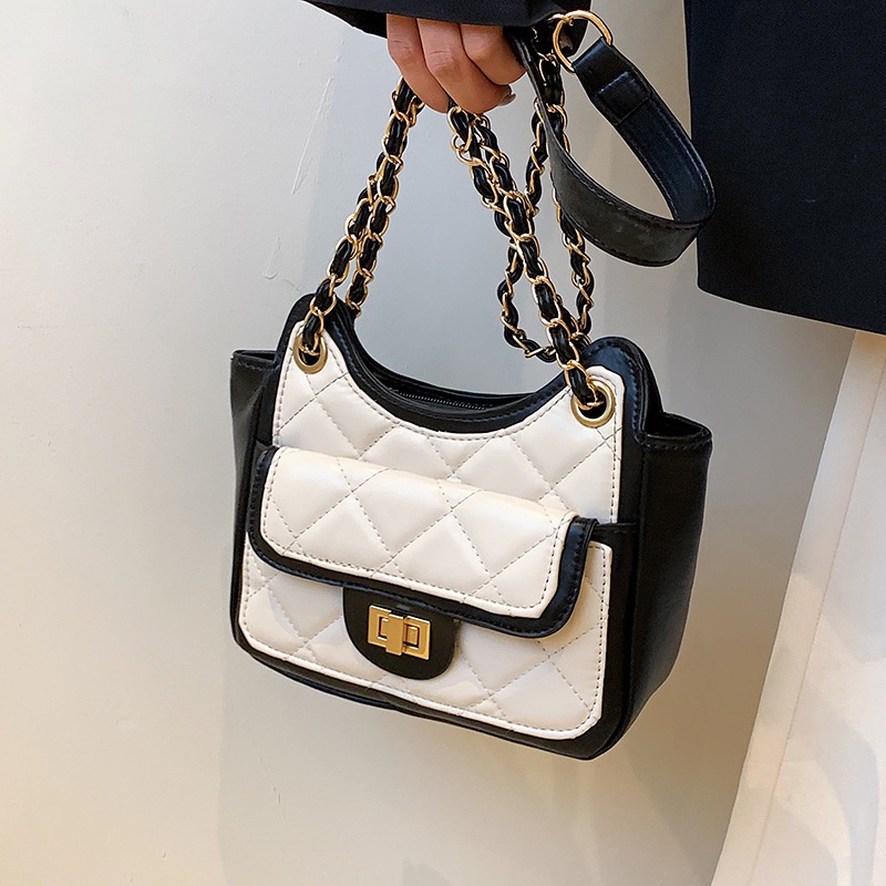 Túi đeo chéo IELGY dây xích bề mặt hình thoi thời trang dành cho nữ