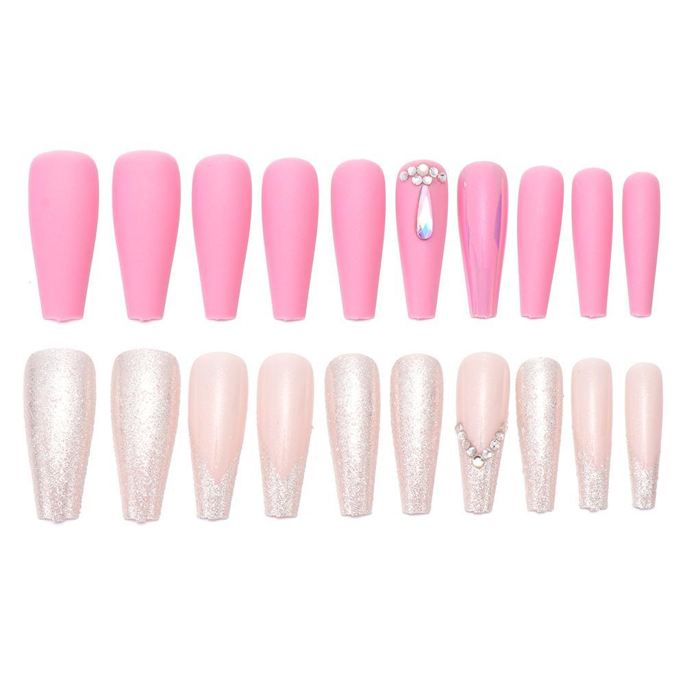 Móng Tay Giả Che Phủ Toàn Diện Tháo Rời Được Màu Gradient Siêu Dài Kiểu Pháp