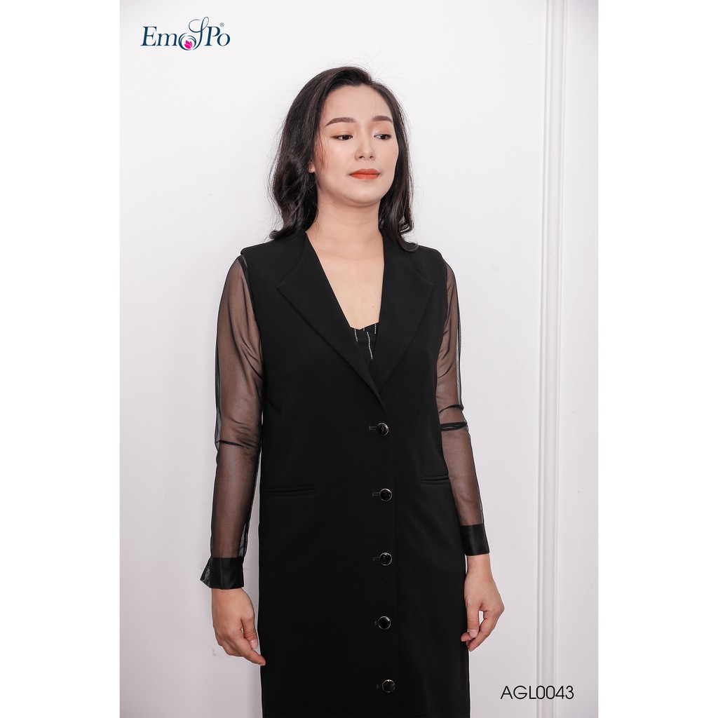 Áo khoác dáng dài, tay phối lưới Emspo AGL0043 (Đen, Nâu)