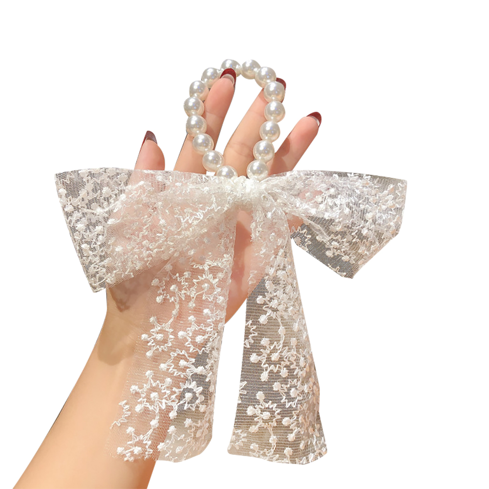 Dây Buộc Tóc Đính Nơ Và Ngọc Trai Xinh Xắn Cho Nữ