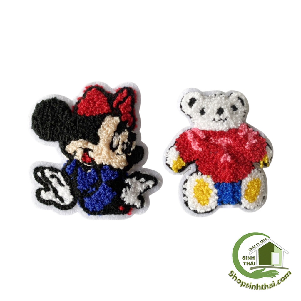 Miếng dán ủi quần áo hình hoa lá, doremon, hello kitty, con hổ, trái táo, hoa hồng - dán ủi vải thêu có sẵn keo