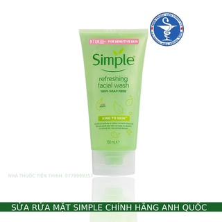 Sữa Rửa Mặt Simple CHÍNH HÃNG Cleanser Wash Cho Da Nhạy Cảm - Srm Gel Sửa Rửa Mặt Trắng Da Chăm Sóc Da Mụn Unileve