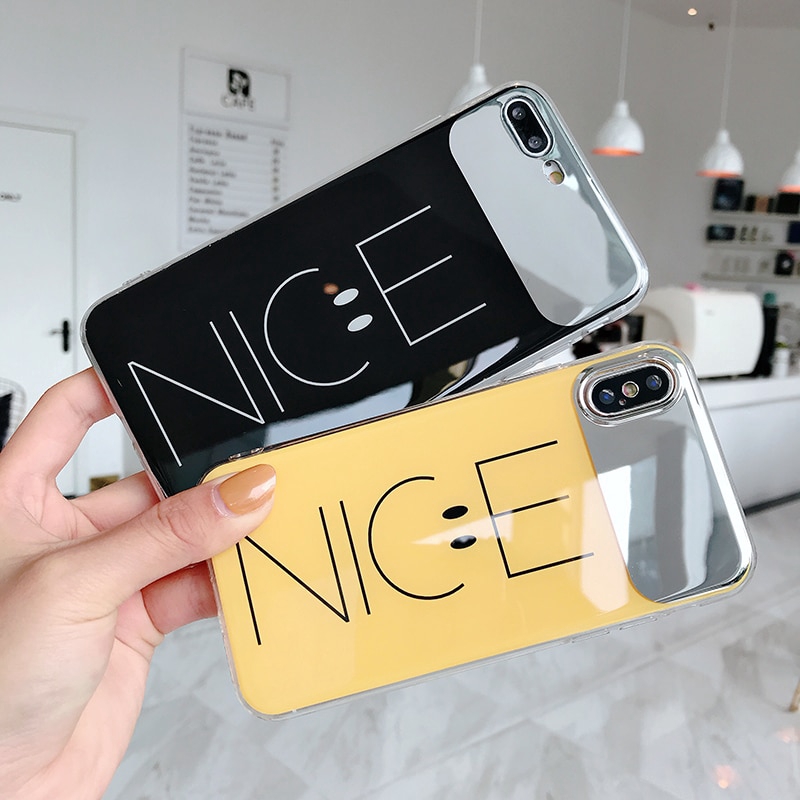 Iphone 6 7 8 X XR XS Max Nice Smile Face Mirror ốp lưng điện thoại mềm mirror case