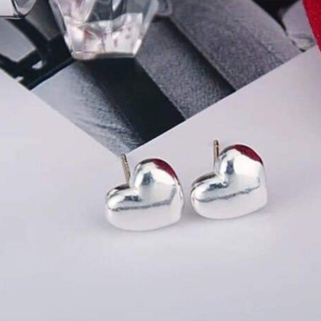Bông tai bạc bông trái tim trơn bạc ta nhỏ xinh