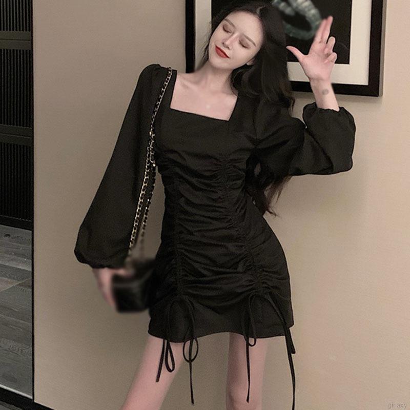 Đầm body nữ tay dài cổ vuông hợp thời trang quyến rũ