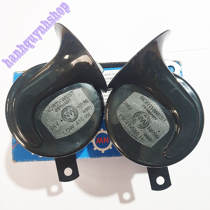 Bộ 2 Còi Sên Ô Tô Xe Hơi 12V Hoặc 24V NorthWest Màu Đen 410Hz 510Hz