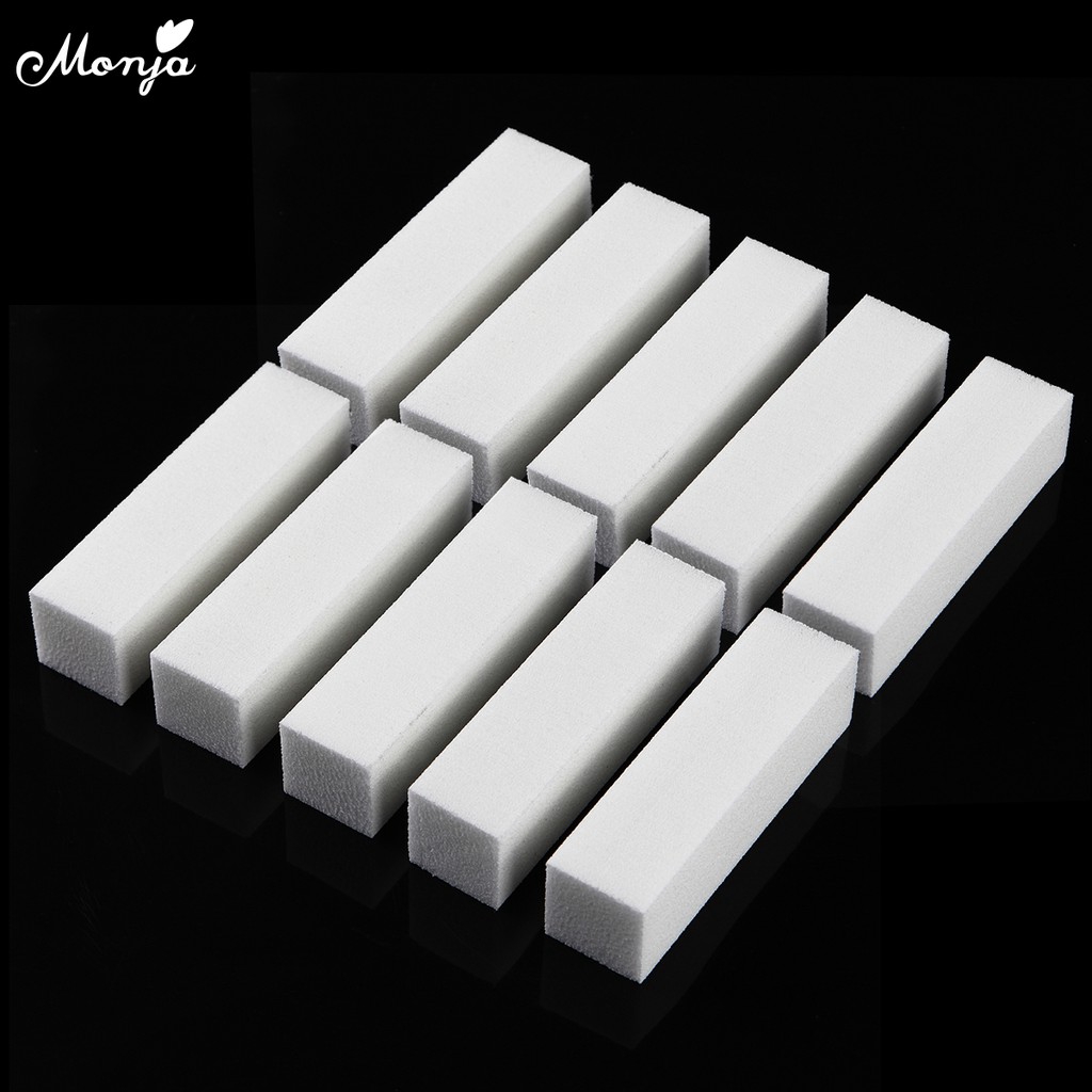 Monja 10Pcs Nail Art Buffing Sanding Files Shine Buffer Block UV Gel Polish Remove Manicure Too