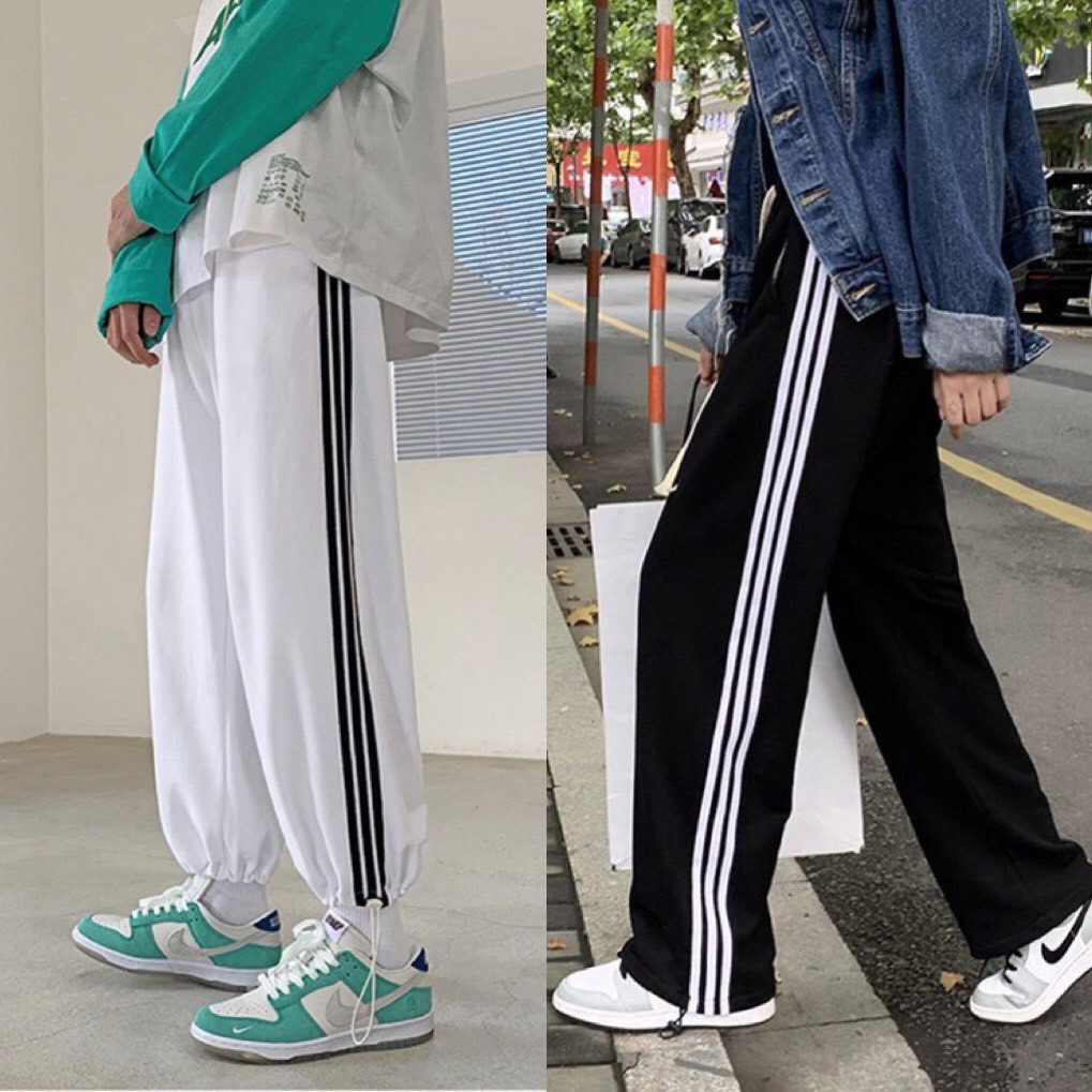 Quần Jogger Unisex 3 SỌC Quần Bo Ống Cạp Chun Form Rộng Dáng Suông Chất Nỉ Dày Dặn
