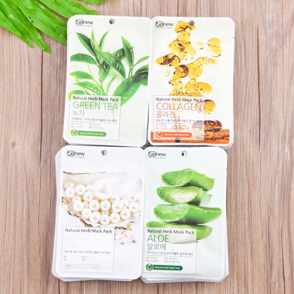 [Nhập khẩu] 1 miếng Mặt nạ  lô hội dưỡng ẩm mềm min da Hàn Quốc NATURAL HERB MASK PACK - ALOE- Hàng chính hãng