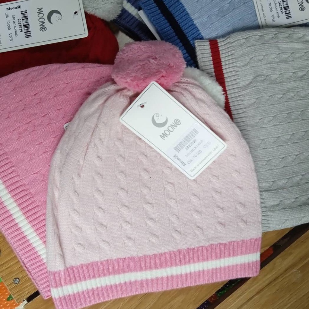 Mũ len xinh cho bé Moon siêu mềm, siêu xinh size 0-6M, 6-12M
