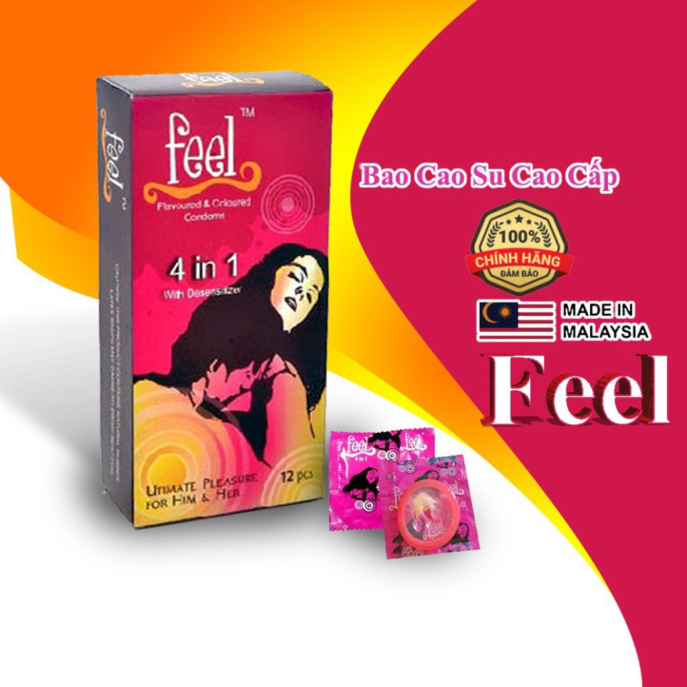 3 Hộp Bao Cao Su Kéo Dài Thời Gian Feel 4 in 1 36 cái - hàng chính hãng