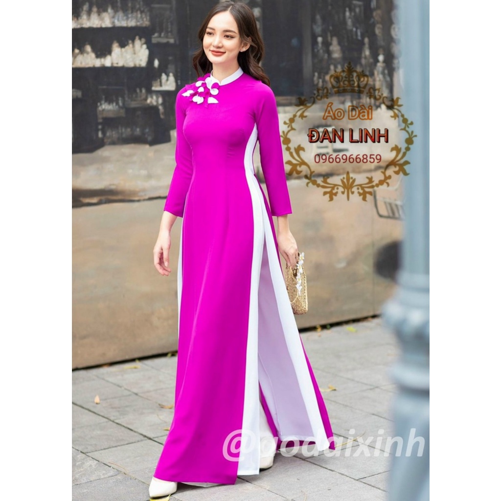 Mẫu áo dài 4 tà đính hoa, may cách điệu - Áo Dài Đan Linh
