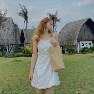 🌈đầm xoè trắng 2s váy trắng viền bèo kt🌈