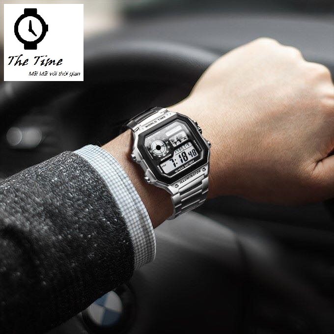 Đồng hồ nam Casio Chính Hãng STANDARD AE-1200WH Kích thước vỏ : 45×42,1×12,5mm .10atm