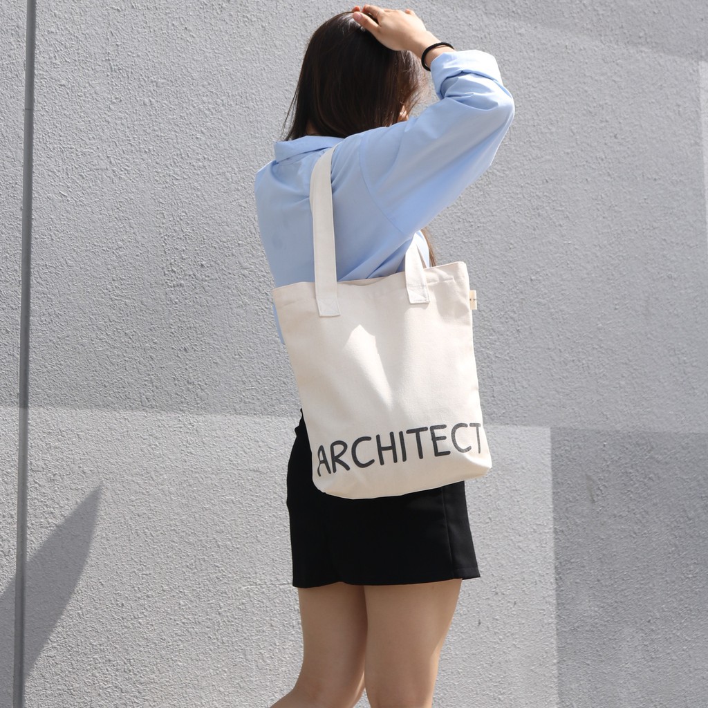 Túi tote ARCHITECT vải canvas mộc Tadi house vintage style