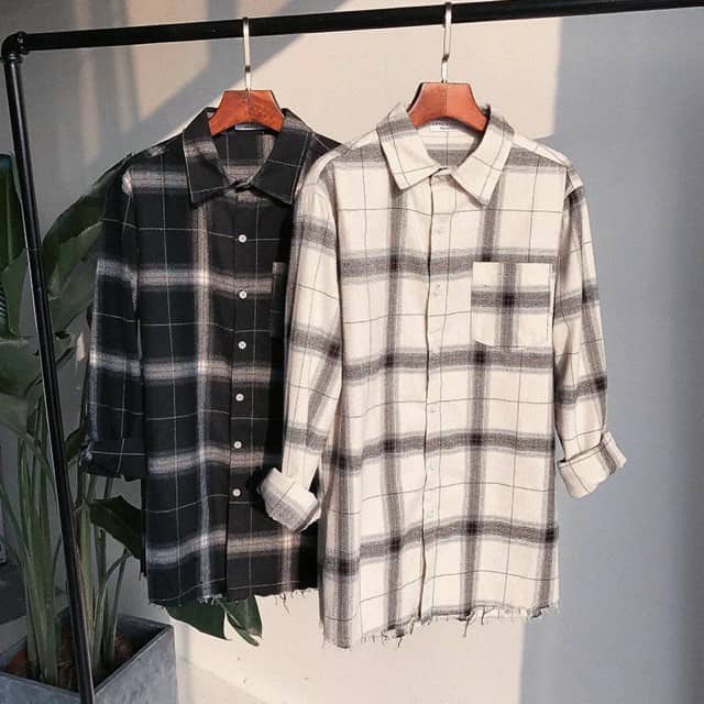 Áo sơ mi FLANNEL kẻ caro Unisex phong cách streetswear