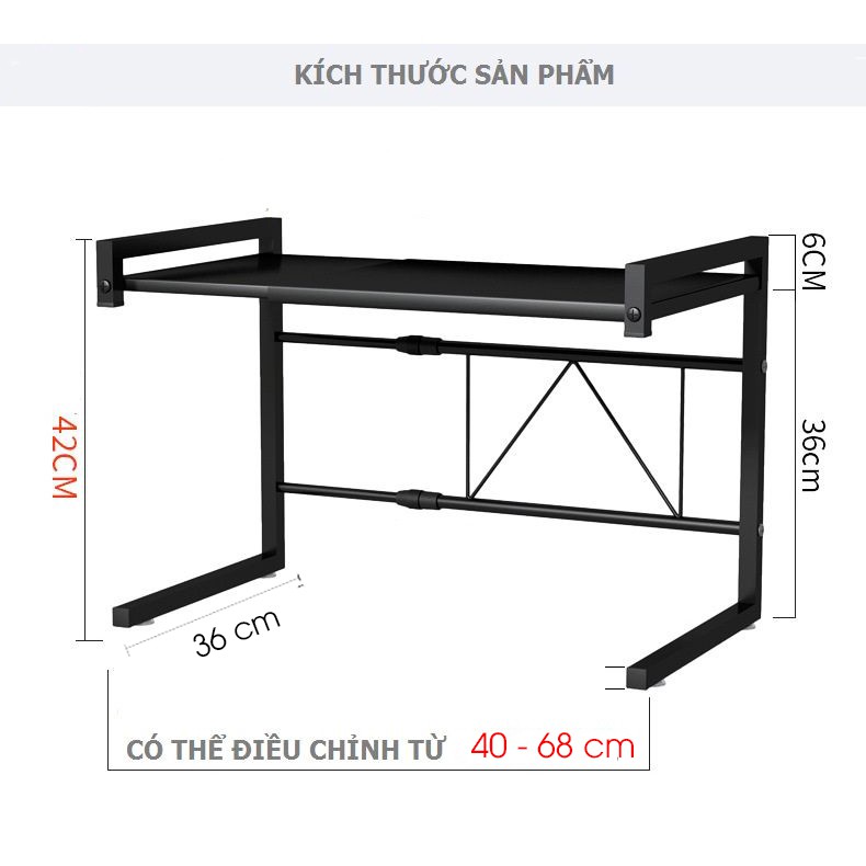 Kệ để lò vi sóng 2 tầng thay đổi kích thước phù hợp mọi lò vi sóng, kệ để lò nướng thép cao cấp không han gỉ