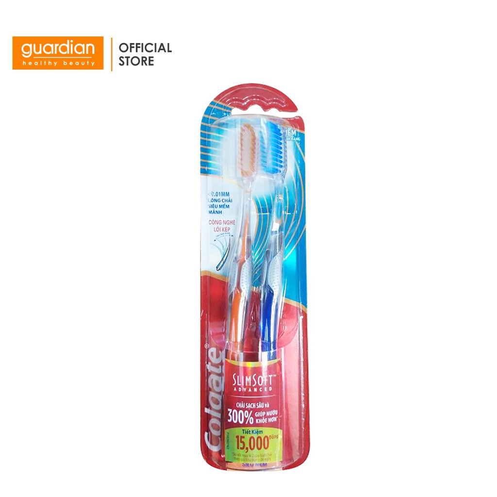 Bộ đôi Bàn chải đánh răng Colgate SlimSoft Advanced siêu mềm mảnh chăm sóc nướu