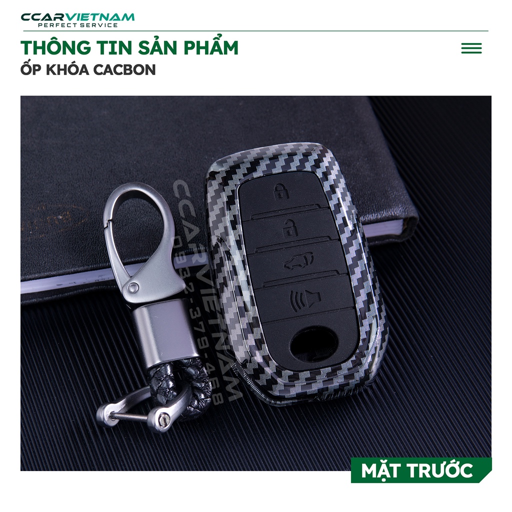 [Ảnh Thật] Ốp Chìa Khóa Ô Tô Fortuner 2019-2022, Camry 2015-2018 (4 nút) - Bọc Khóa Xe Hơi Vân Carbon Cao Cấp