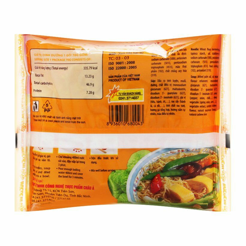 Combo 10 gói mì gà nấm Micoem gói 70g