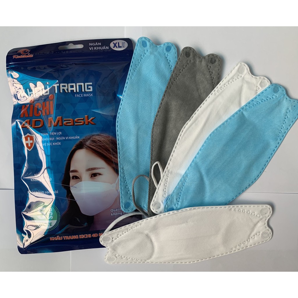 Set 5 Khẩu Trang Kichi 4D mAsk, kháng khuẩn,kháng bụi 99%