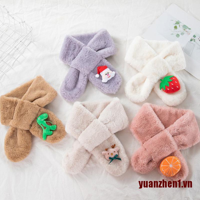 Khăn Choàng Lông Giả Họa Tiết Hoạt Hình Đáng Yêu Thời Trang Mùa Đông Cho Bé