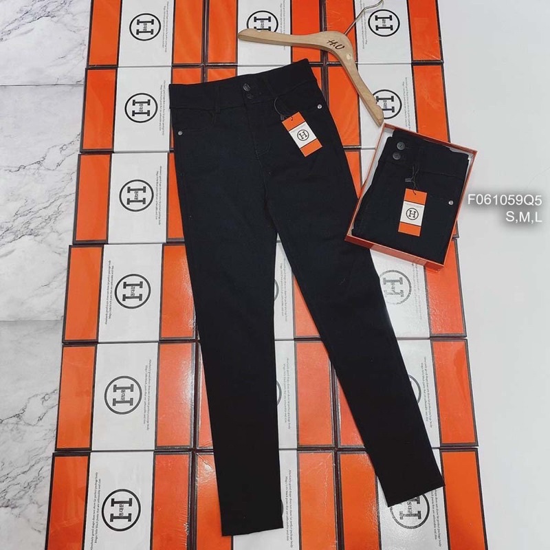 Quần legging kaki thun đen