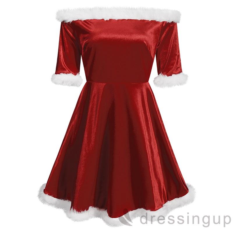 Đầm ngắn dáng chữ A tay lửng trễ vai phối lông thời trang thu đông