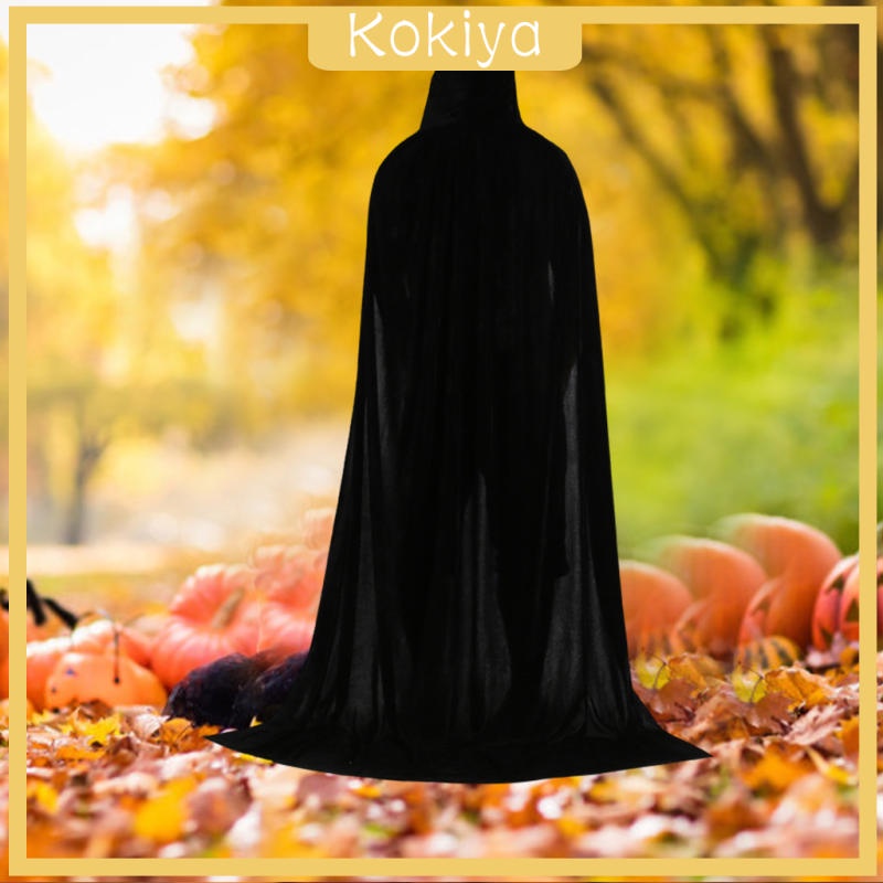 Áo choàng nhung đen dáng dài 150cm có mũ trùm dùng để hóa trang Halloween
 | BigBuy360 - bigbuy360.vn