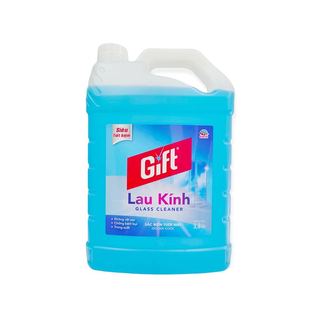 Nước Lau Kính Gift Sắc Biển Can 3,8 Lít Sạch Nhanh, Không Vệt Sọc