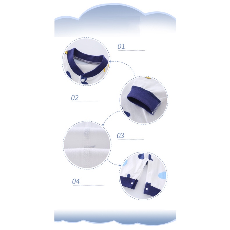 Bộ áo liền quần AMILA in họa tiết hoạt hình dễ thương thoải mái thoáng khí cho bé sơ sinh/ bé trai và bé gái