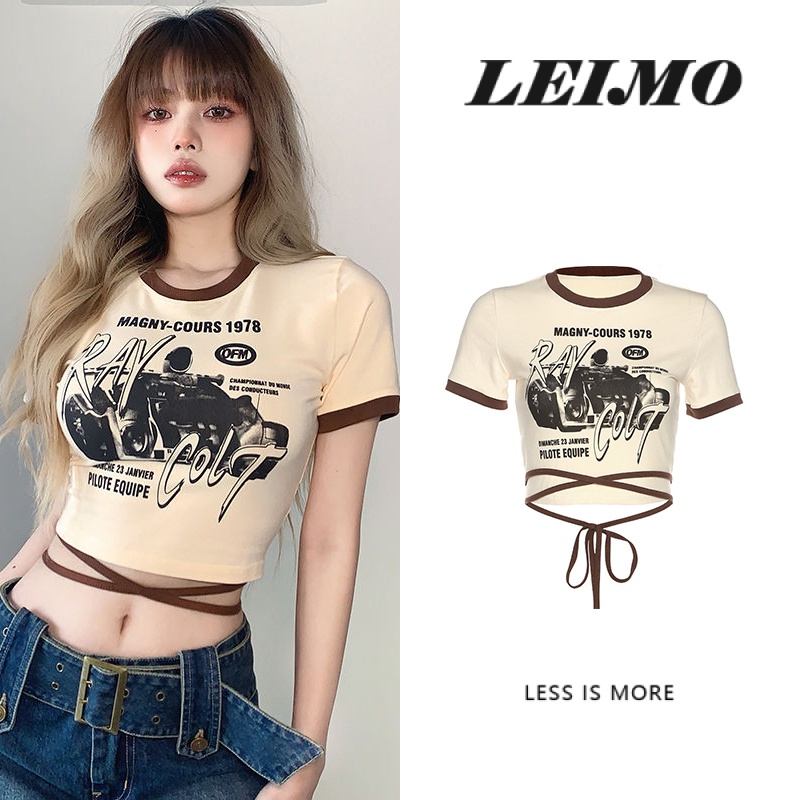 Áo Thun Tay Ngắn Cổ Tròn In Họa Tiết Phong Cách Retro Dành Cho Nữ