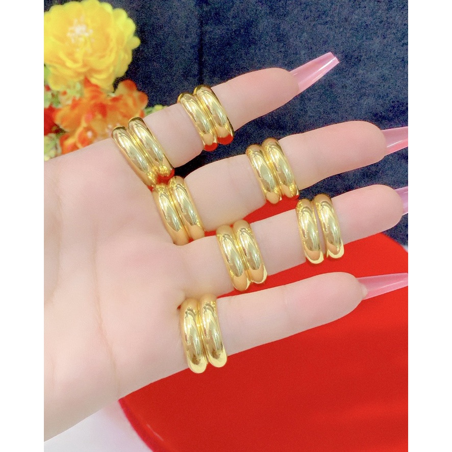 Nhẫn cưới trơn  1.2.3.5. chỉ khắc 9999 mạ 24.k cao cấp