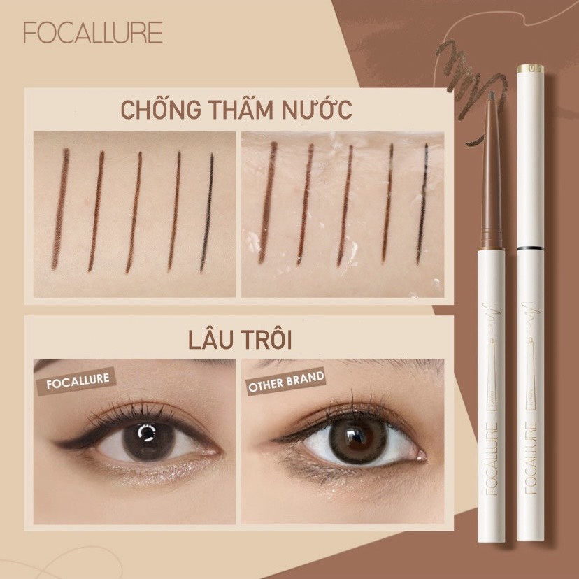 Bút chì kẻ mắt Focallure đầu mảnh 1.7mm chống thấm nước lâu trôi 1g gồm 5 màu mềm mượt dạng chì chính hãng