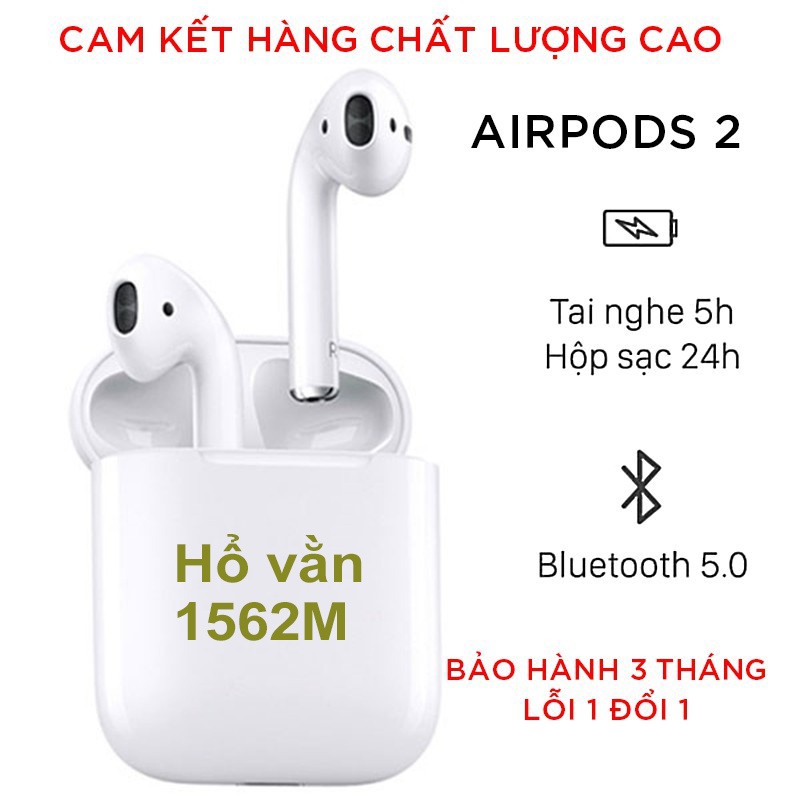 ⚡AIRPODS 2 Hổ Vằn⚡Tai nghe bluetooth Airpods 2 Hổ Vằn chip Louda 1562M - Đổi tên, định vị, Bảo Hành Lỗi 1 Đổi 1