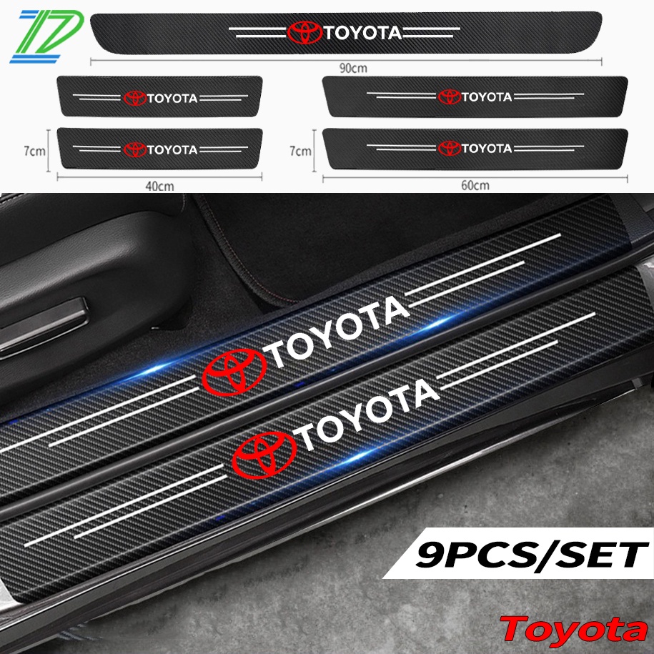 Miếng Dán Cửa Xe Hơi Bằng Sợi Carbon Cho Toyota Vios Corolla Rush Yaris Wigo Camry Fortuner Hilux