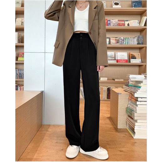 Quần Dài Lưng Cao Ống Đứng Thời Trang Nữ