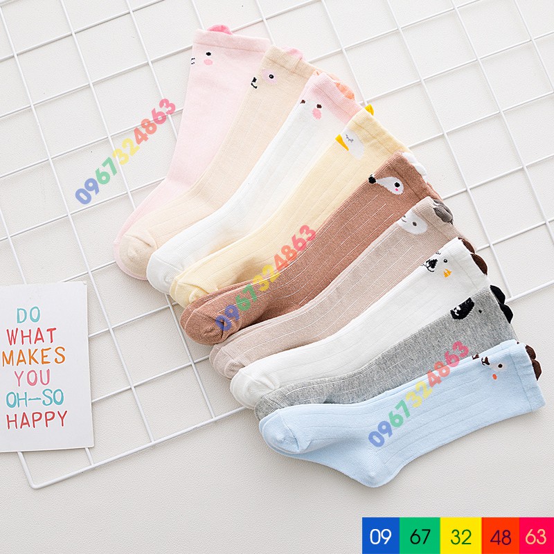 [Mã FADI5K245 giảm 5K đơn 0đ] Set 3 Đôi Tất Đùi Cotton Giữ Ấm Đầu Gối Hình Thú Cho Bé từ 0 đến 3 tuổi siêu yêu