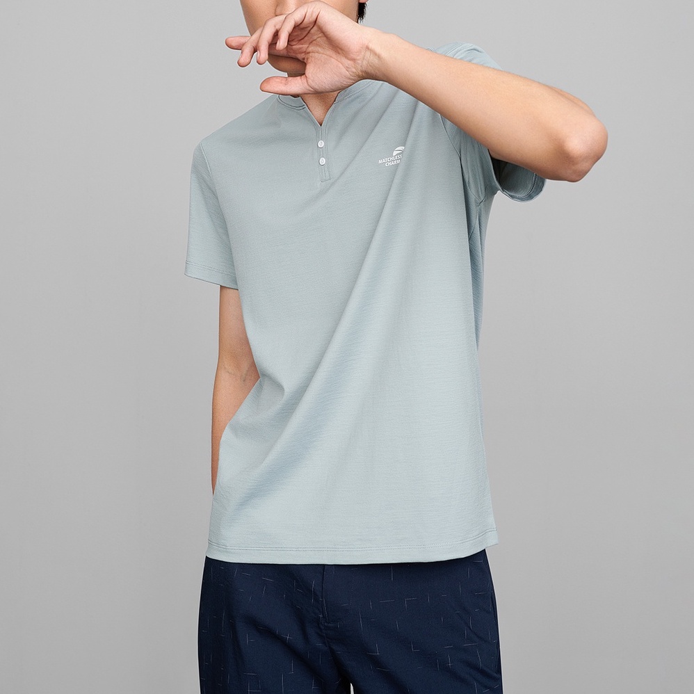 HLA - Áo Thun Nam Ngắn Tay Cổ Kiểu Y-neck short-sleeved T-shirt